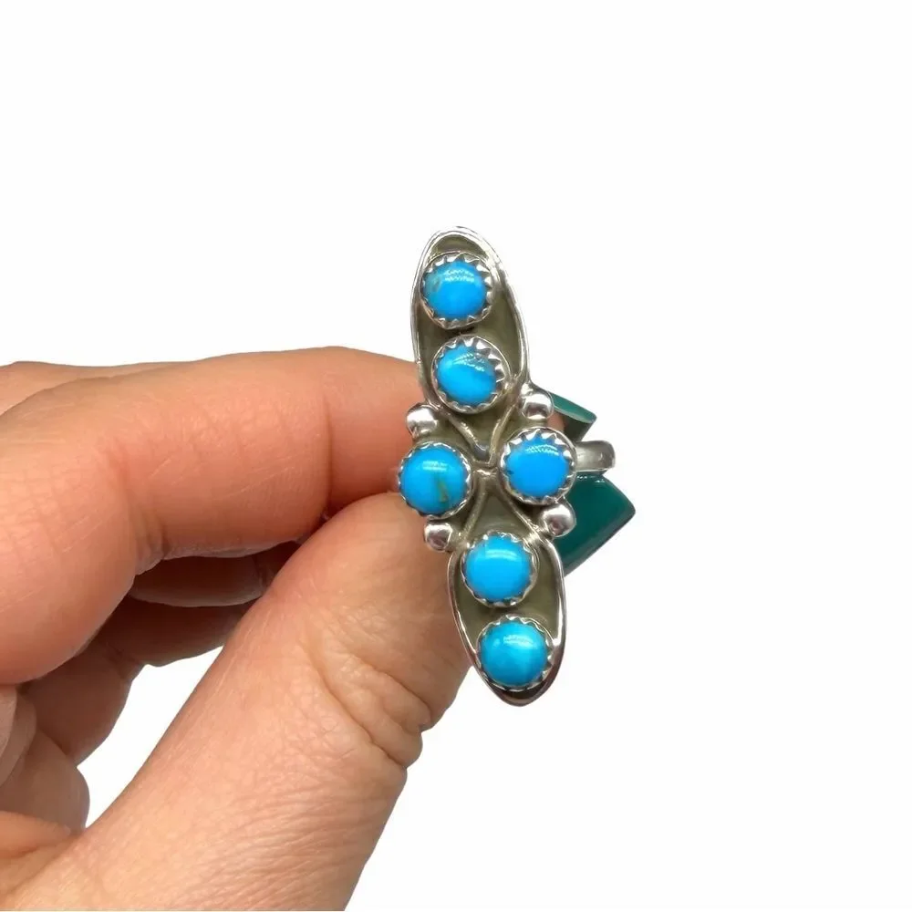 Kingman Turquoise Ring Size 7 Solid 925 Sterling Silver